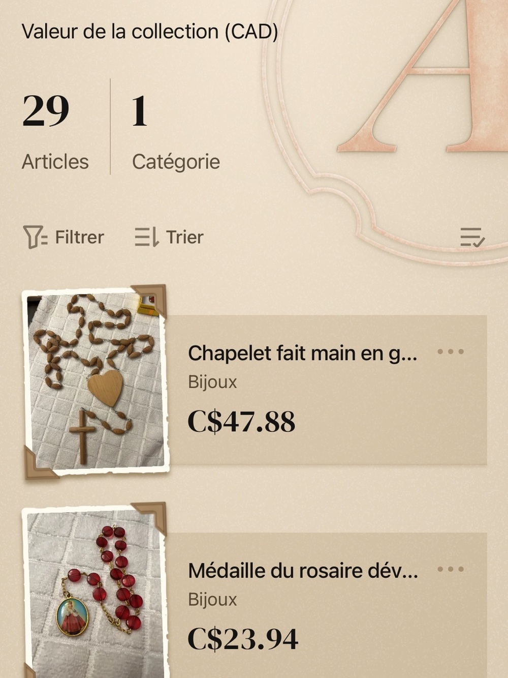 LOT #29 – CHAPELETS ANCIENS ET VINTAGE ✨
🙏 Lot de chapelets – Trésors de coll
